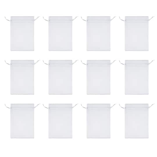 8 Packs: 12 ct. (96 total) 4.5" x 7" White Satin Favor Bags by Celebrate It™